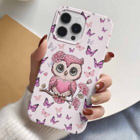 Kelebekli Baykuş Tasarımlı Silikon Telefon Kılıfı