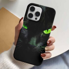 Yeşil Kedi Gözleri Tasarımlı Silikon Telefon Kılıfı