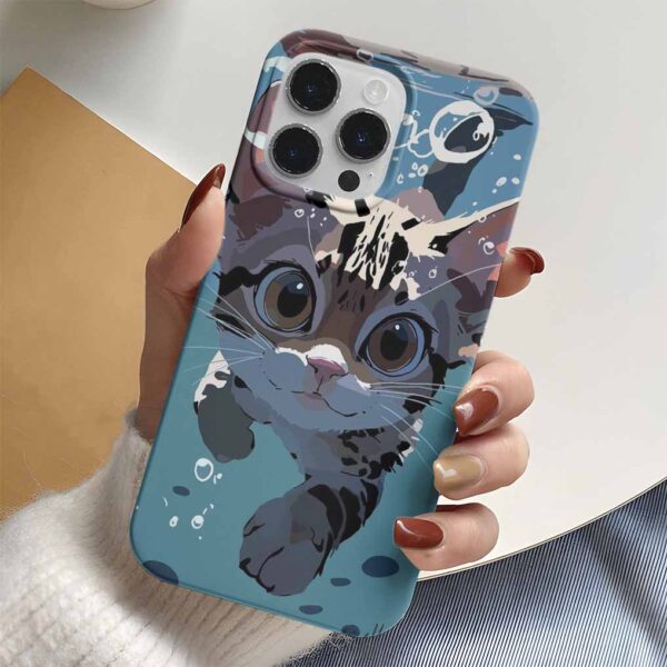 Suda Yüzen Kedi Tasarımlı Silikon Telefon Kılıfı
