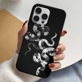 Çiçek Motifli Yılanlar Tasarımlı Silikon Telefon Kılıfı