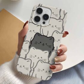 Gizleyen Siyah Kedi Tasarımlı Silikon Telefon Kılıfı