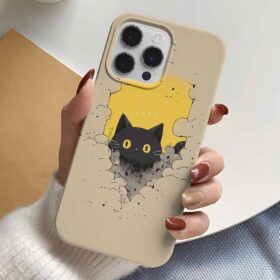 Gizlenen Siyah Kedi Tasarımlı Silikon Telefon Kılıfı