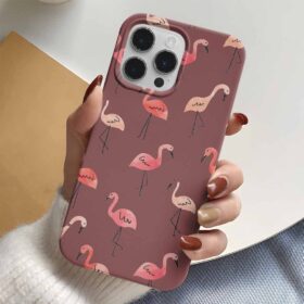 Vişne Çürüğü Flamingo Kolaj Tasarımlı Silikon Telefon Kılıfı