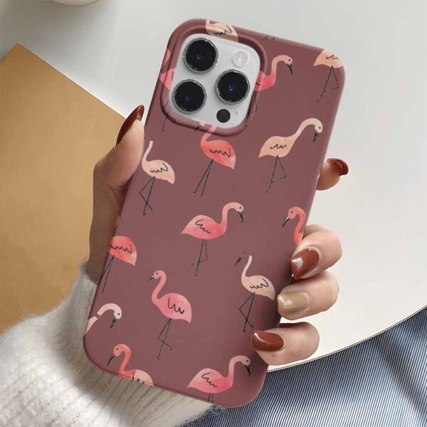 Vişne Çürüğü Flamingo Kolaj Tasarımlı Silikon Telefon Kılıfı