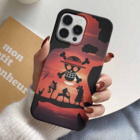 One Piece Logolu Gün Batımı Baskılı Tasarımlı Silikon Telefon Kılıfı