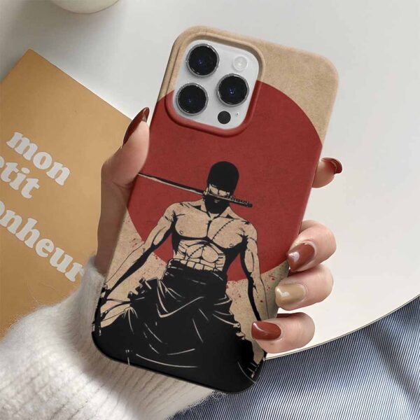 One Piece Gün Batımı Zoro Baskılı Tasarımlı Silikon Telefon Kılıfı