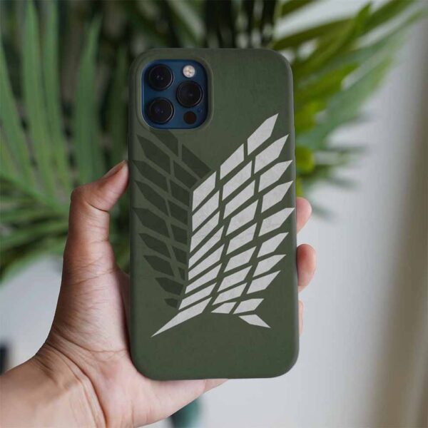 Attack On Titan Yeşil Temalı Logosu Baskılı Tasarımlı Silikon Telefon Kılıfı
