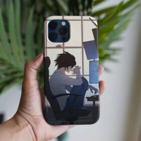 Death Note Kahve İçen L Baskılı Baskılı Tasarımlı Silikon Telefon Kılıfı