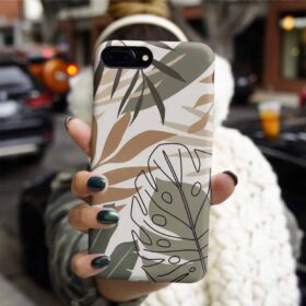Soyut Yapraklar Baskılı Silikon Telefon Kılıfı