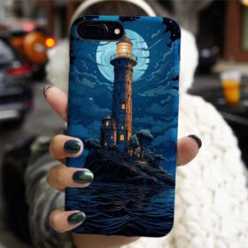 Ada Parçasında Deniz Feneri Tasarımlı Silikon Telefon Kılıfı