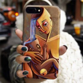 Anne Ve Bebeği Soyut Tablo Tasarımlı Silikon Telefon Kılıfı