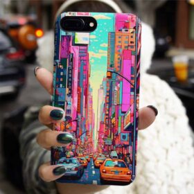 Neon Tokyo Caddeleri Tasarımlı Silikon Telefon Kılıfı