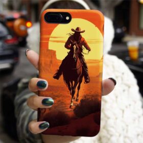 Yanlız Kovboy Tablosu Tasarımlı Silikon Telefon Kılıfı