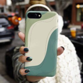 Yeşil Ve Tonları Şekiller Baskılı Silikon Telefon Kılıfı