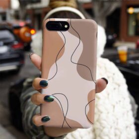 Benekli Çizgi Kahverengi Baskılı Silikon Telefon Kılıfı