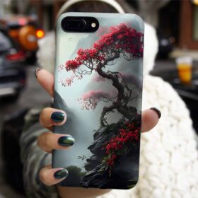 Sisli Bir Gün Sakura Ağacı Tasarımlı Silikon Telefon Kılıfı