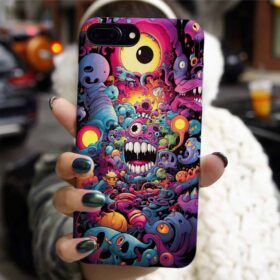 Neon Yaratıklar Tasarımlı Silikon Telefon Kılıfı