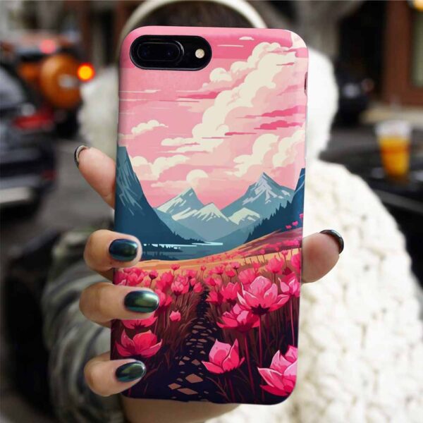 Pembe Çiçekli Yol Tasarımlı Silikon Telefon Kılıfı