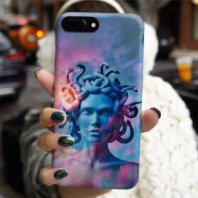 Renkli Medusa Heykeli Tasarımlı Silikon Telefon Kılıfı