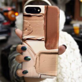 Kahve Rengi Fırça Darbeleri Tasarımlı Silikon Telefon Kılıfı