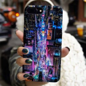 Neon Işıklarında New York Manzarası Tasarımlı Silikon Telefon Kılıfı