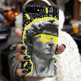Gözlüklü David Heykeli Tasarımlı Silikon Telefon Kılıfı