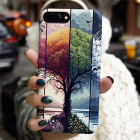 Ağacın Evreleri Tasarımlı Silikon Telefon Kılıfı