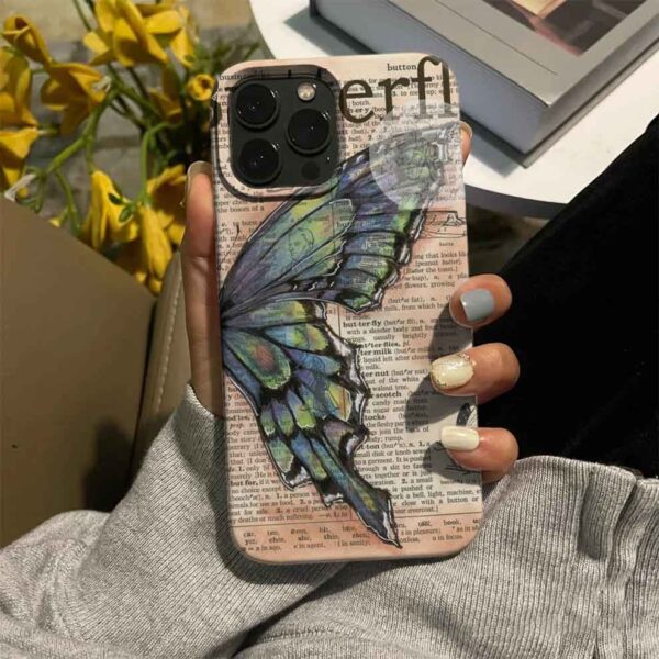 Erfl Mavi Yeşil Yarım Kelebek Kanadı Baskılı Silikon Telefon Kılıfı