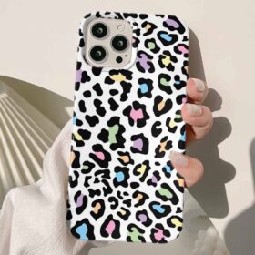 Renkli Leopar Desenli Tasarımlı Silikon Telefon Kılıfı