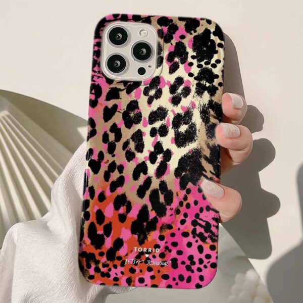 Altın Fonlu Leopar Desen Tasarımlı Silikon Telefon Kılıfı