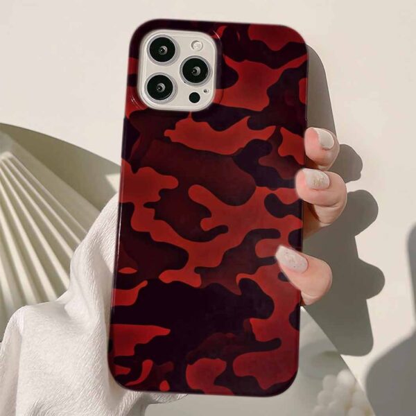 Bordo Kamufilaj Tasarımlı Silikon Telefon Kılıfı