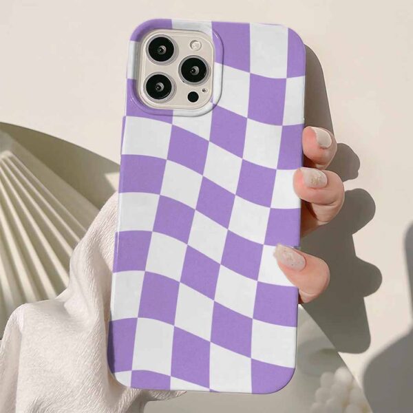 Lila Yamuk Dama Tasarımlı Silikon Telefon Kılıfı