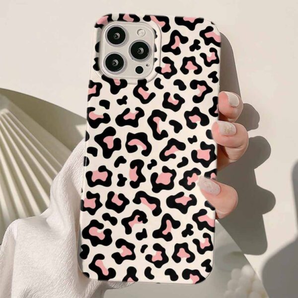 Pembe Benekli Leopar Deseni Tasarımlı Silikon Telefon Kılıfı