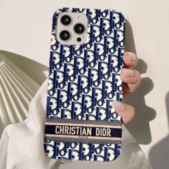 Lacivert Detaylı Dior Deseni Tasarımlı Silikon Telefon Kılıfı