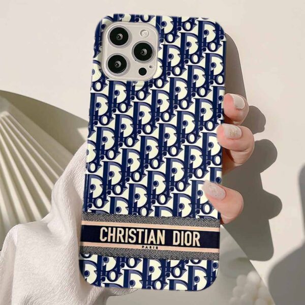 Lacivert Detaylı Dior Deseni Tasarımlı Silikon Telefon Kılıfı