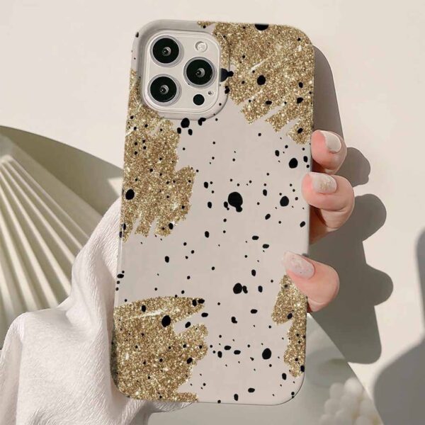 Altın Simli Soyut  Desen Tasarımlı Silikon Telefon Kılıfı