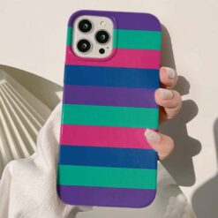 Renkli Yan Çizgiler Tasarımlı Silikon Telefon Kılıfı