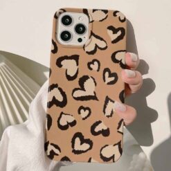 Kalp Detaylı Leopar Deseni Tasarımlı Silikon Telefon Kılıfı