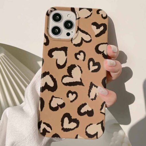 Kalp Detaylı Leopar Deseni Tasarımlı Silikon Telefon Kılıfı