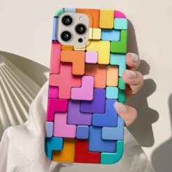 Renkli Tetris Deseni Tasarımlı Silikon Telefon Kılıfı