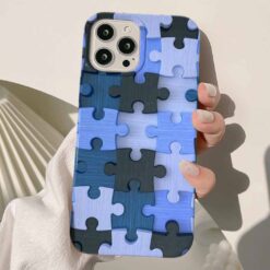Mavi Puzzle Deseni Tasarımlı Silikon Telefon Kılıfı