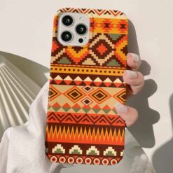 Renkli Aztec Motifleri Tasarımlı Silikon Telefon Kılıfı