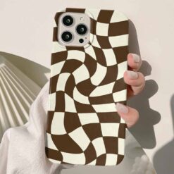 Kahve Rengi Dama Sarmalı Tasarımlı Silikon Telefon Kılıfı