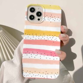 Çizgi Ve Benek Deseni Tasarımlı Silikon Telefon Kılıfı