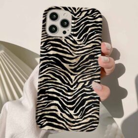 Krem Zebra Deseni Tasarımlı Silikon Telefon Kılıfı