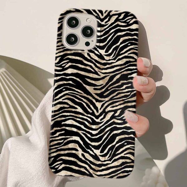 Krem Zebra Deseni Tasarımlı Silikon Telefon Kılıfı