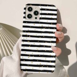 Siyah Beyaz Çizgiler Tasarımlı Silikon Telefon Kılıfı