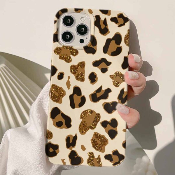 Simli Leopar Deseni Tasarımlı Silikon Telefon Kılıfı
