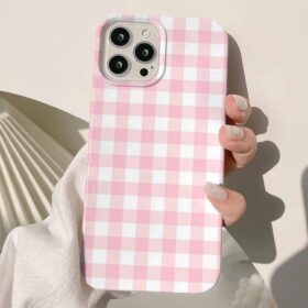Pembe Kumaş Deseni Tasarımlı Silikon Telefon Kılıfı