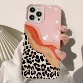 Leopar Ve Yıldızlar Tasarımlı  Silikon Telefon Kılıfı
